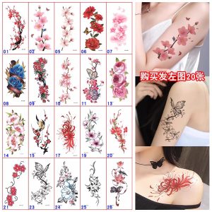 一次性纹身贴女防水持久仿真古风花臂大腿手臂胸部大图遮疤痕刺青