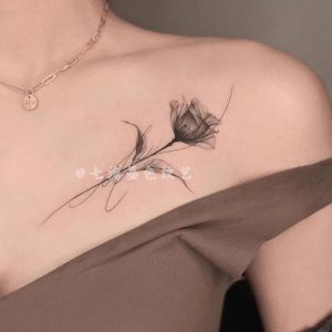 锁骨烟雾玫瑰果汁纹身贴草本半永久女防水持久高级感唯美防搓贴纸