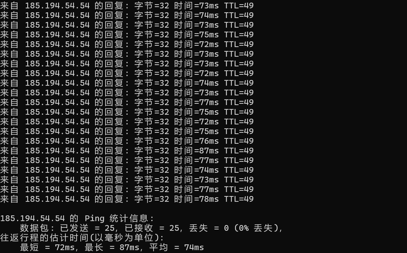 Faconhost新加坡VPS测评 - 本地Ping平均延迟测试