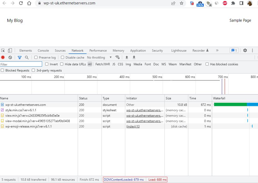 EthernetServers英国虚拟主机测评 - 网站访问测试