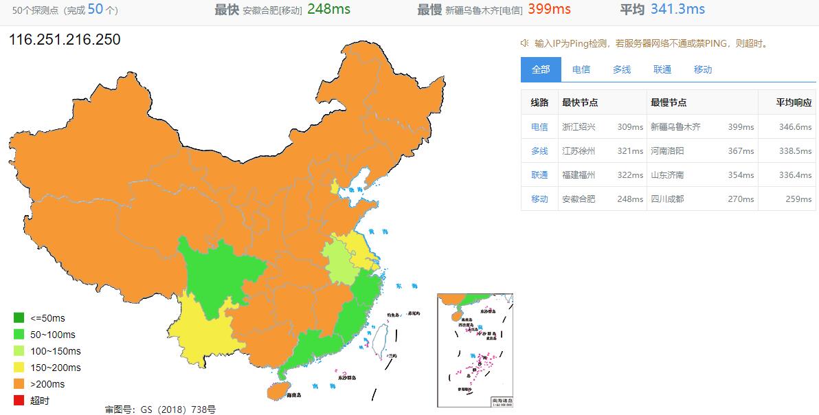 OneAsiaHost新加坡VPS测评 - 全国三网Ping延迟效果